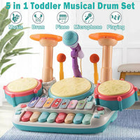 Thumbnail for 5 In 1 Drum Set With Microphone Piano