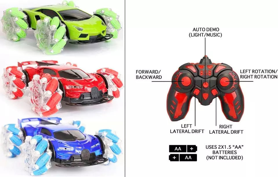 360°Rotate LED Remote Control Stunt Car