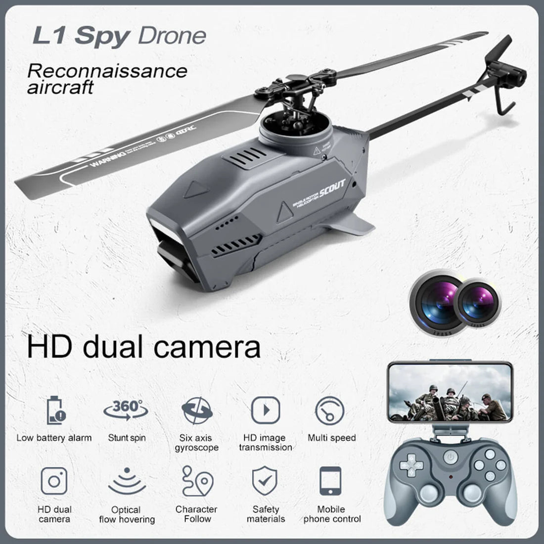 4DRC L1 RC HD Camera Helicopter With 2 Cameras