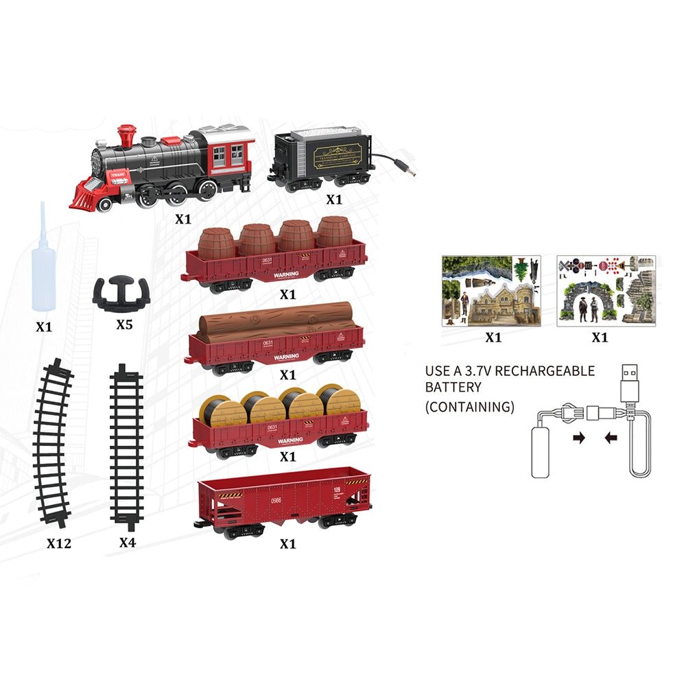 Battery Operated Electric Metal Train Set With Spray