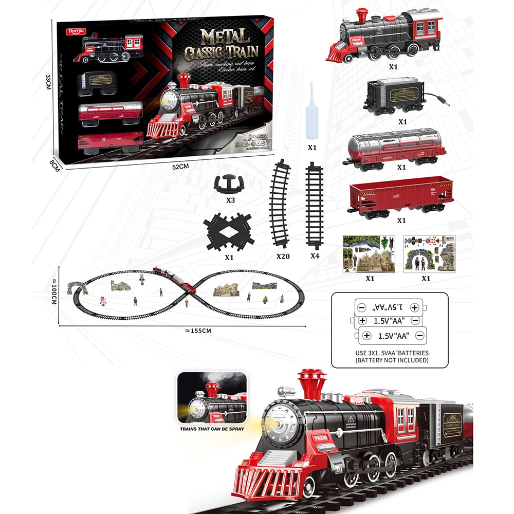 Battery Operated Electric Metal Train Set With Spray