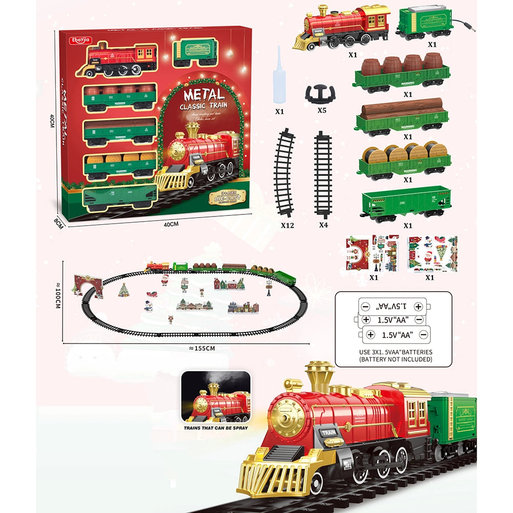 Battery Operated Electric Metal Train Set With Spray