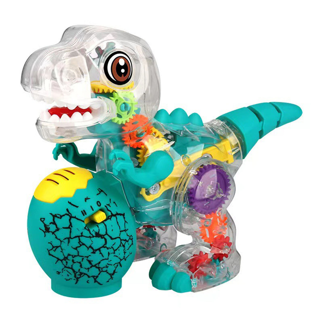 Electric Transparent Gear Walking Dinosaur Toy