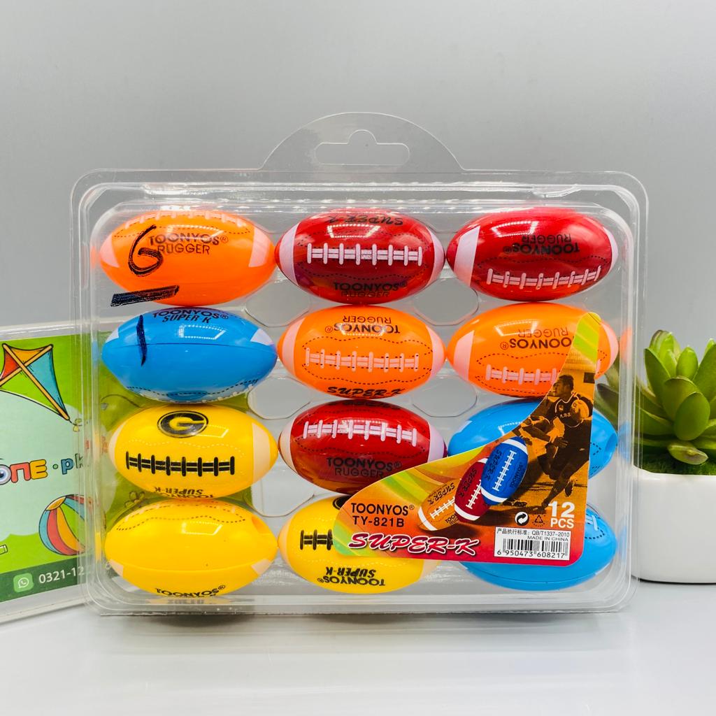 football shaped eraser set