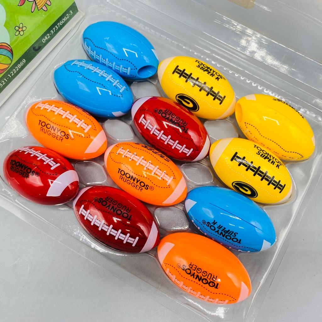 football shaped eraser set