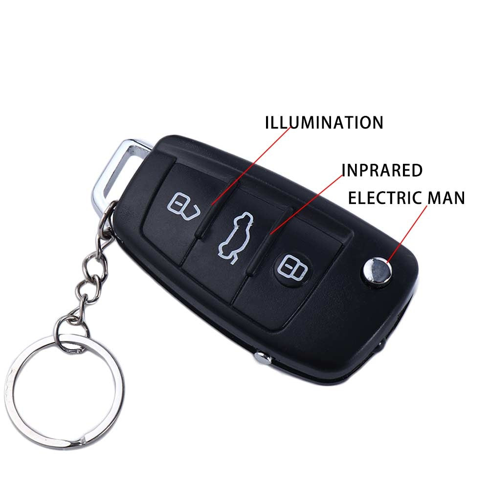 Black Electric Shock Car Key Prank Toy Keychain