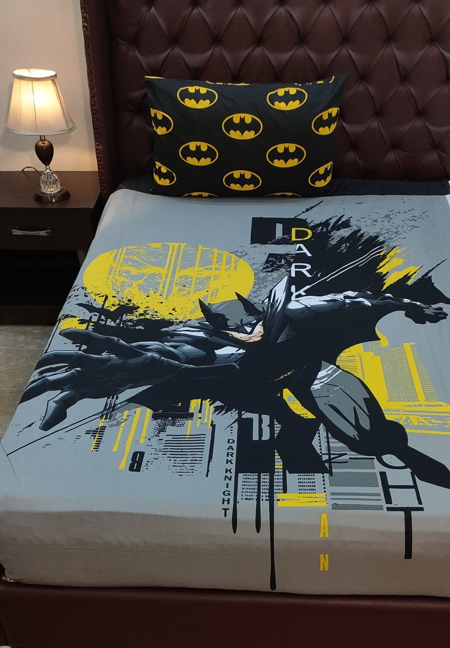 Batman Shape Printed Bedsheet For Kids