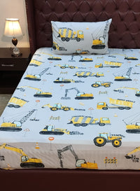 Thumbnail for Crane and Tractor Kids Bed sheet