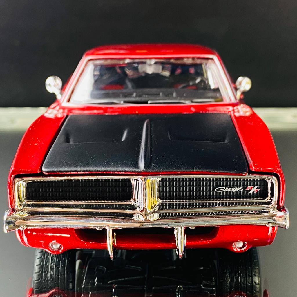 1969 Dodge Charger R/T Red Metallic with Black Hood  1/25 scale