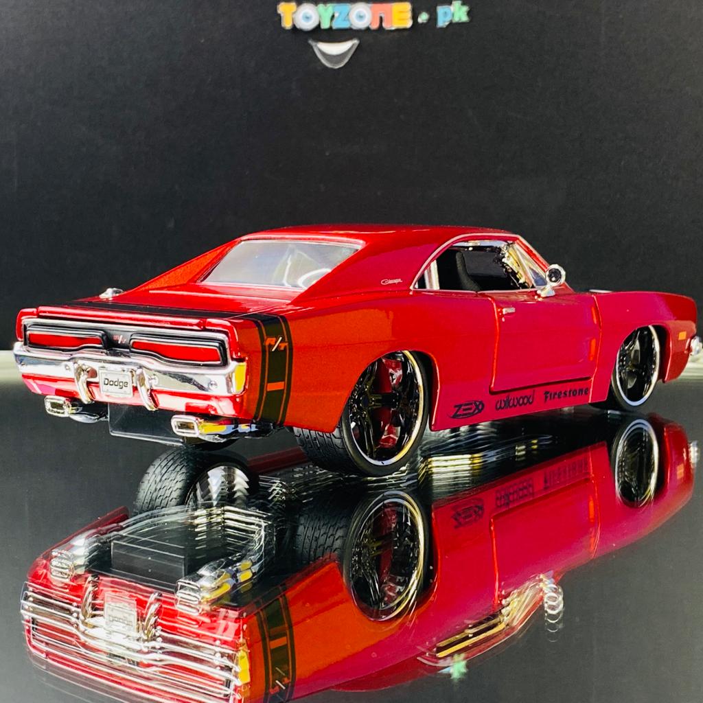 1969 Dodge Charger R/T Red Metallic with Black Hood  1/25 scale