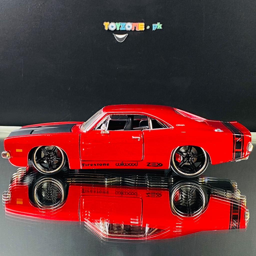 1969 Dodge Charger R/T Red Metallic with Black Hood  1/25 scale