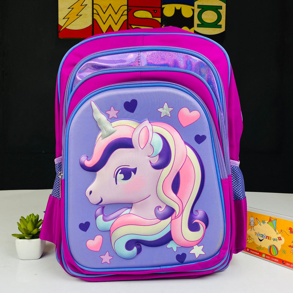 Unicorn Printed Purple School Bag For Kids ToyZone.Pk