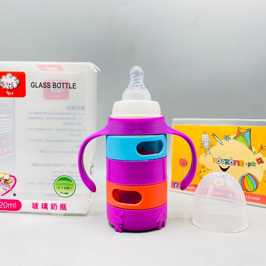 Multicolor Glass Bottle Baby Feeder 120ml