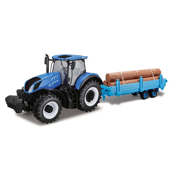 bburago 1 32 new holland tractor with log trailer diecast metal model 8862