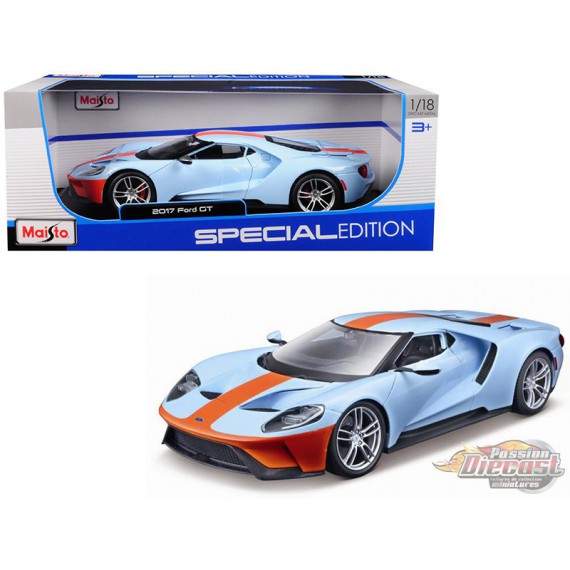 Maisto Special Edition 2019 Ford GT Diecast Vehicle (1:18 Scale) Blue and Orange